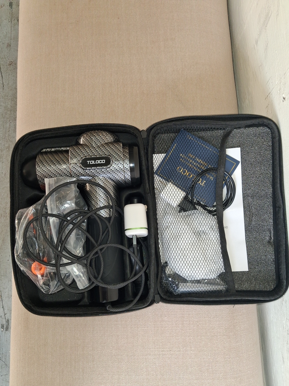 Gray Corded Massage Gun with Accessories